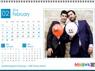 Calendar 2016 Gay Version Printable February 2016