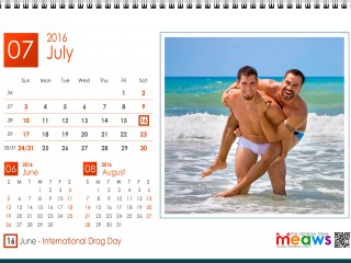 Calendar 2016 Gay Version Printable July 2016