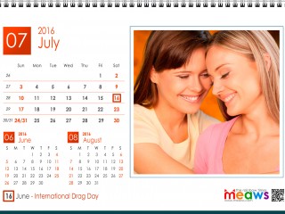 Calendar 2016 Lesbian printaple version July 2016