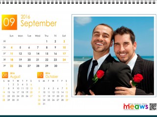 Calendar 2016 Gay Version Printable September 2016