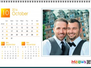 Calendar 2016 Gay Version Printable October 2016