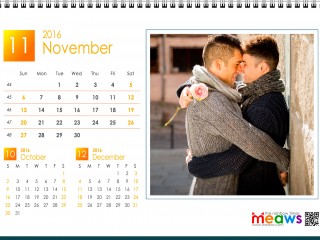 Calendar 2016 Gay Version Printable November 2016