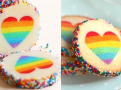 Rainbow heart cake
