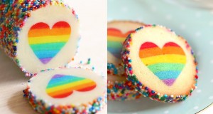 Rainbow heart cake