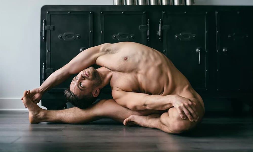 Male nude yoga