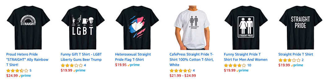 Amazon, straight pride shirts