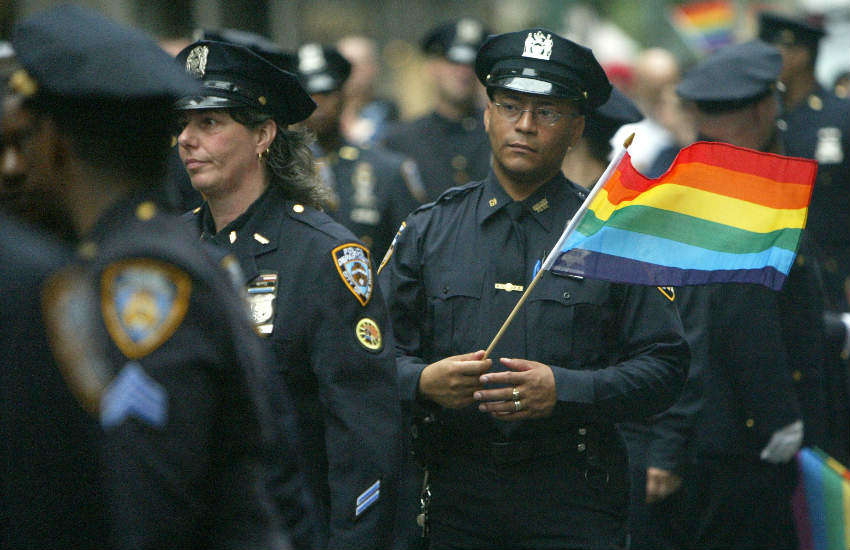 Police officers in uniform at Pride in 2006.