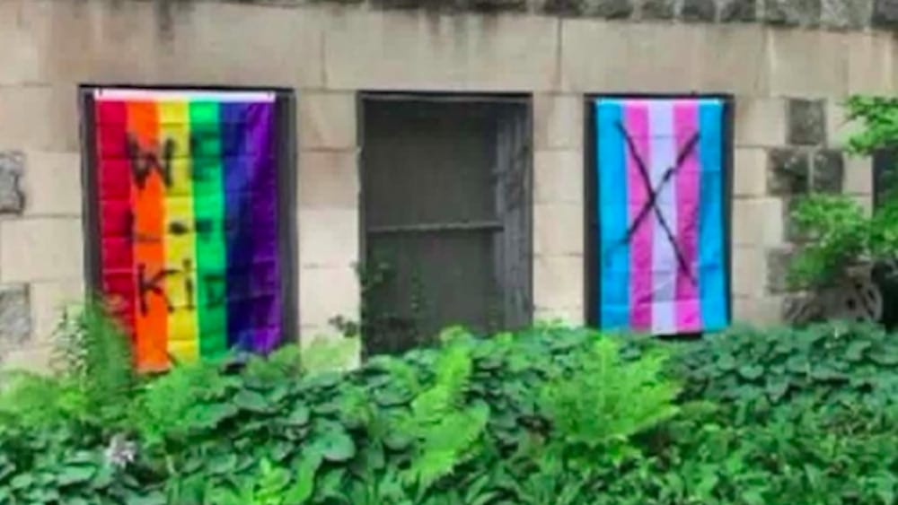 Chicago, Wikcer Park, Wicker Park Lutheran Church, vandalized Pride flags