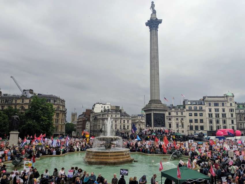 Thousands took to Trafalgar Square, in the center of the capital, to make their voices heard