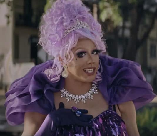 Sydney drag star Jojo Zaho appearing in Sydney tram commercial. (Youtube)